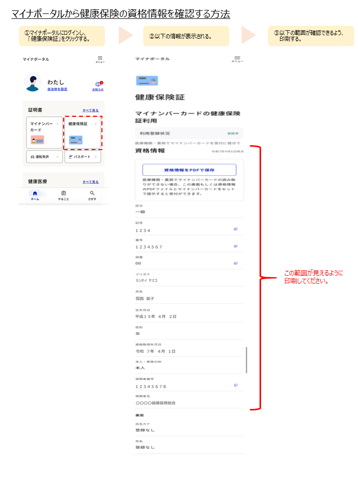 マイナポータル_資格取得日確認方法
